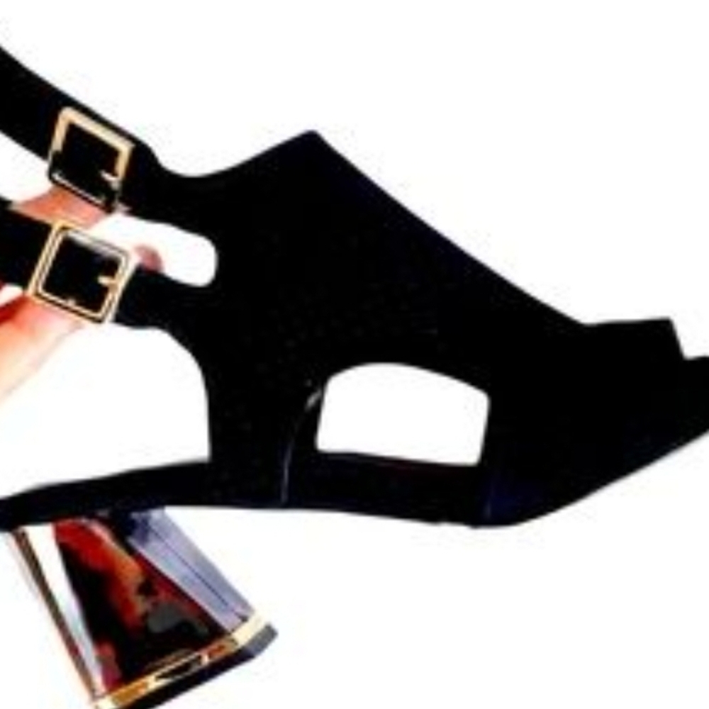 Vaneli Black and Gold Heels
